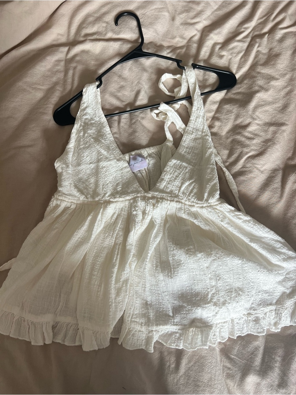 Urban Outfitters White Gauze Ruffle Tie-Back Tank